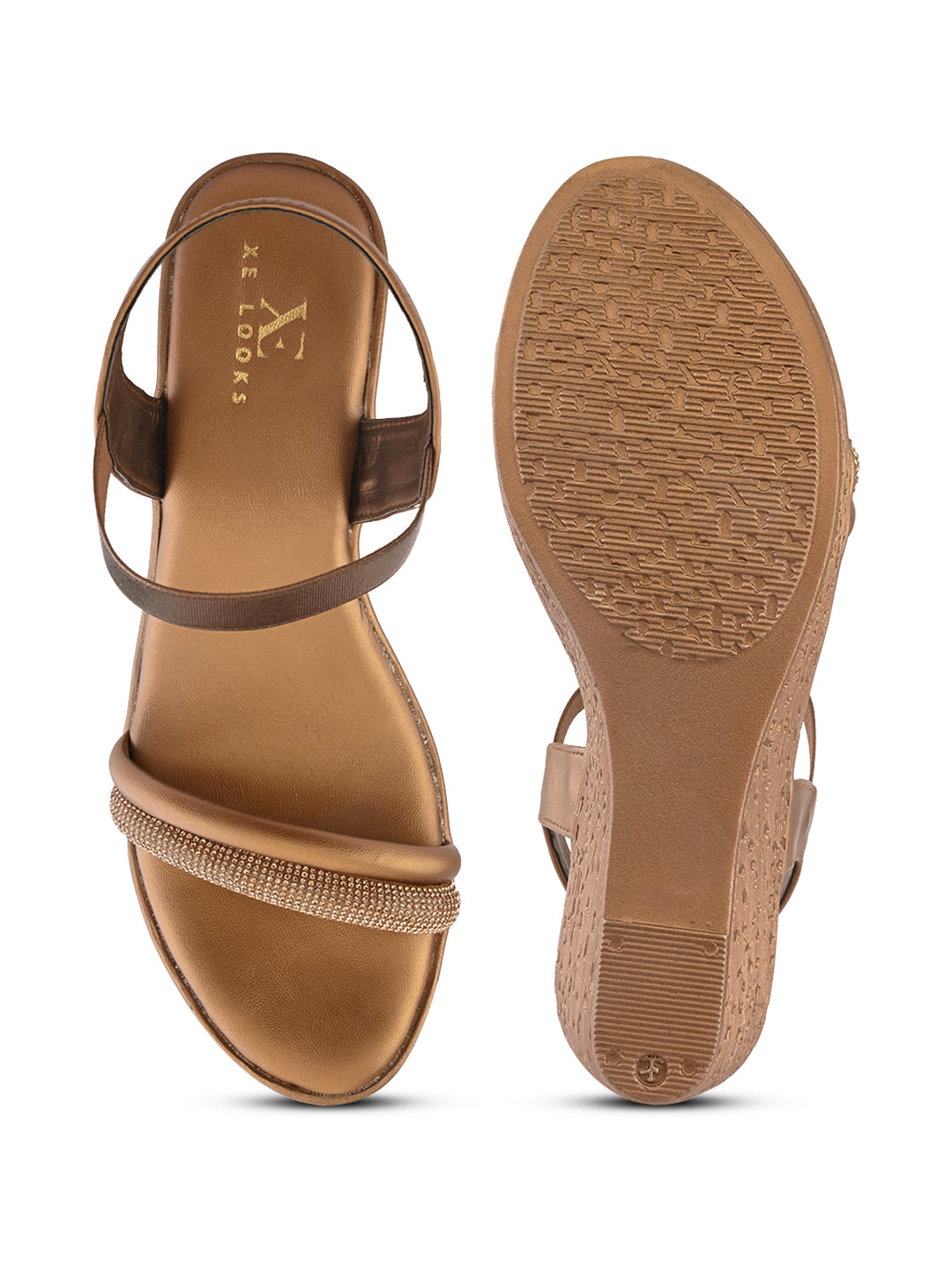 Elegant glitter front strap Wedge Sandal