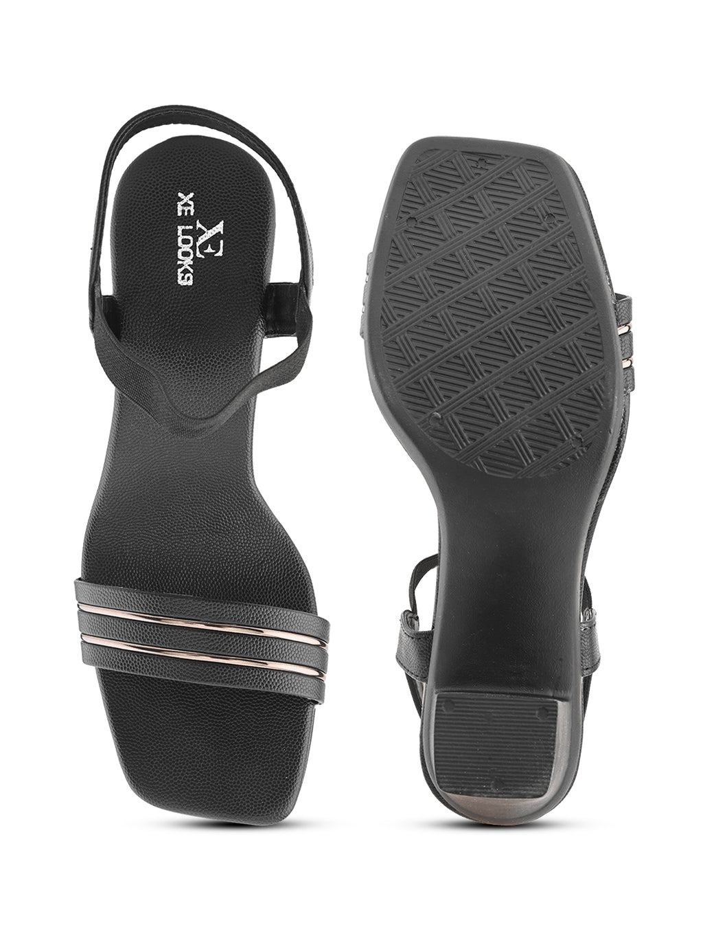 Elegant  Striped Strap Block heel sandal