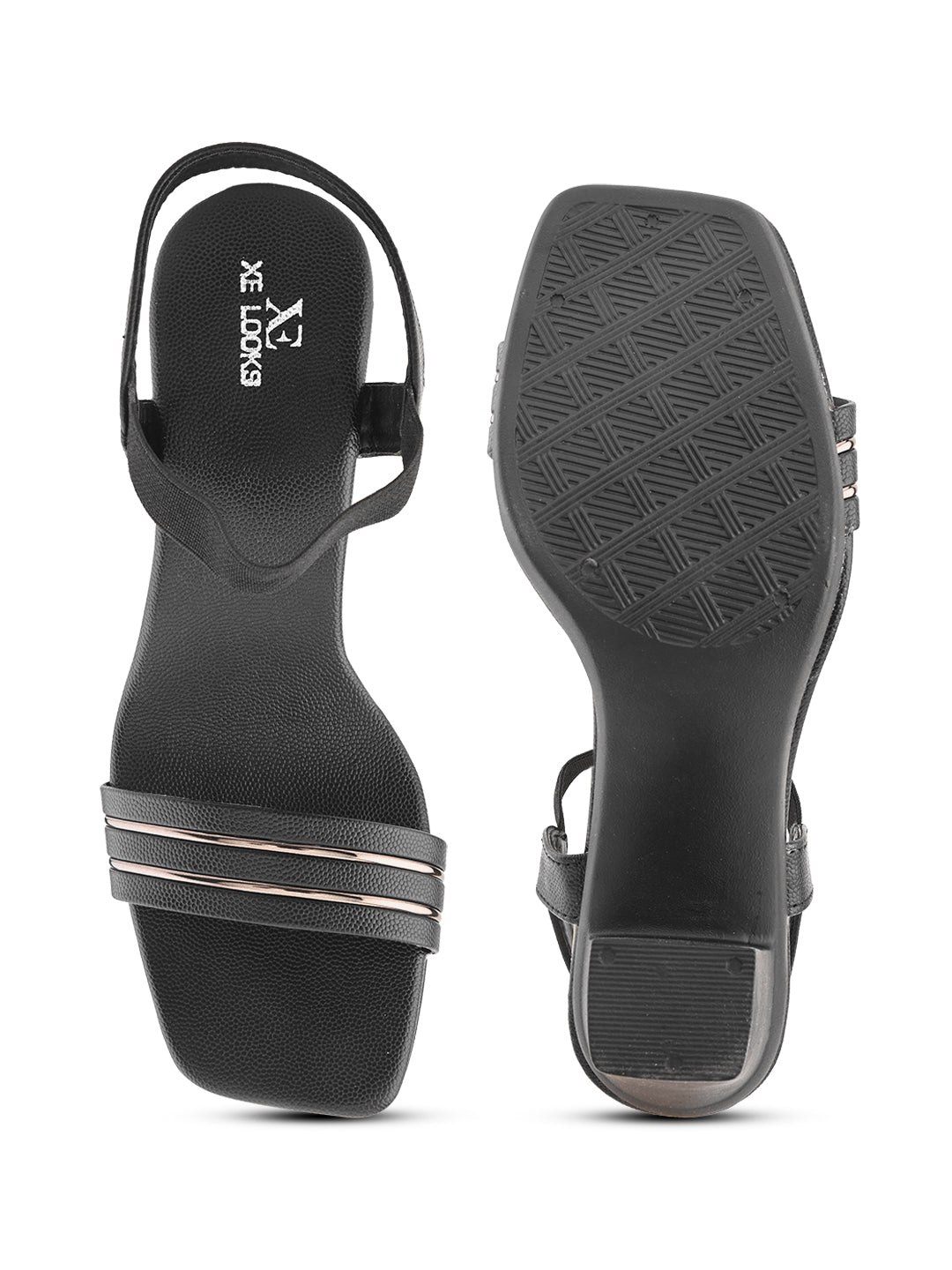 Elegant  Striped Strap Block heel sandal