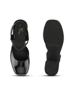 Classic Patent Block Heel Pumps with Backstrap Soft Cushioned Formal Shoes