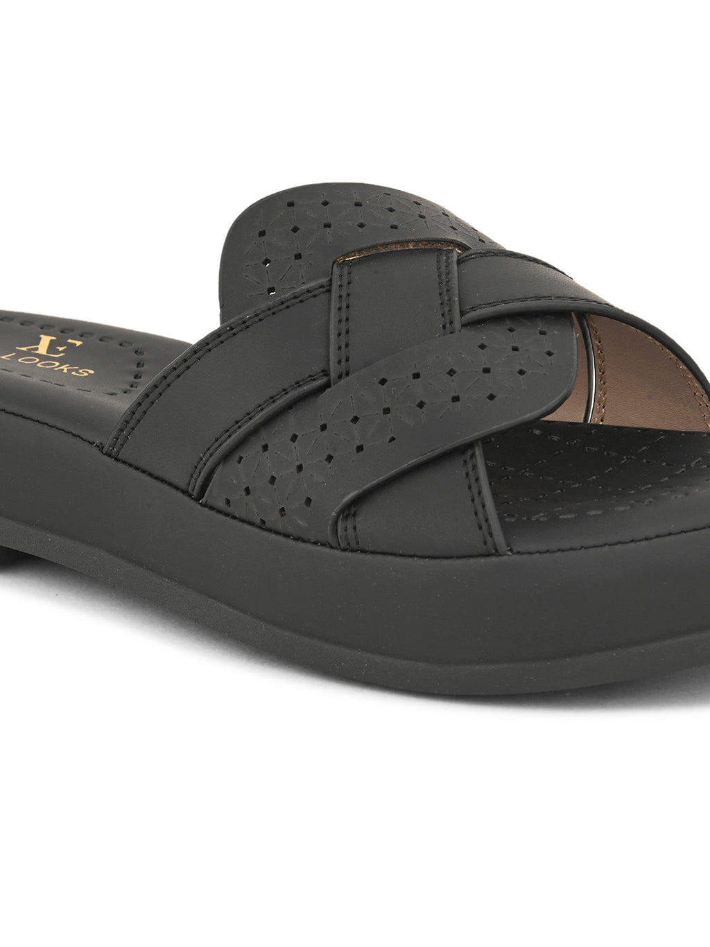 Cross-Strap with Laser-Cut Detailing Slippers