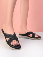 Braided Cross Strap Cushioned Comfort Platform Sandals