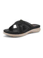 Braided Cross Strap Cushioned Comfort Platform Sandals