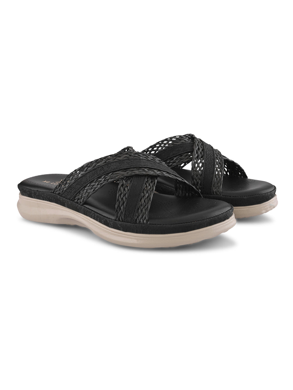Braided Cross Strap Cushioned Comfort Platform Sandals