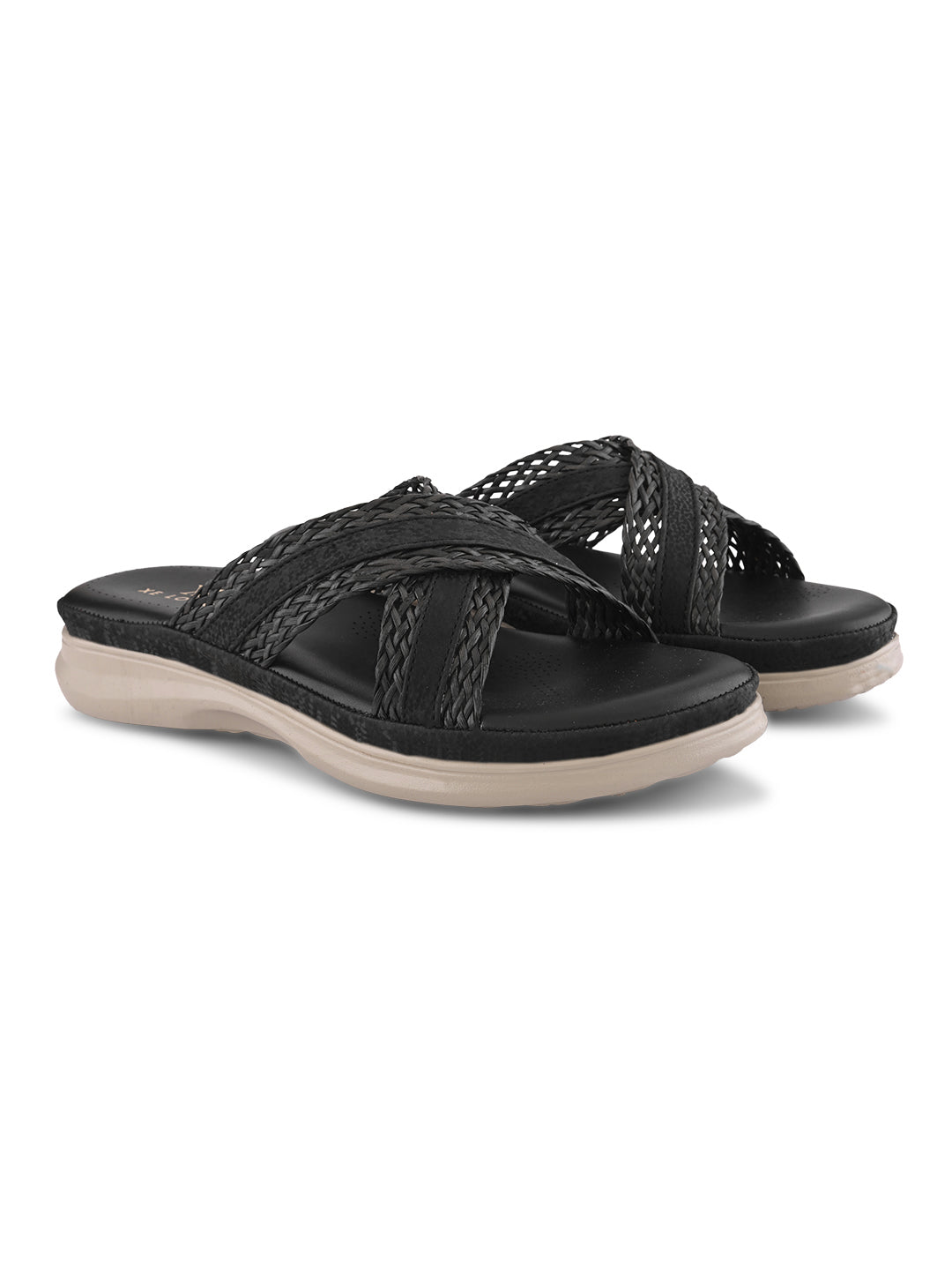 Braided Cross Strap Cushioned Comfort Platform Sandals