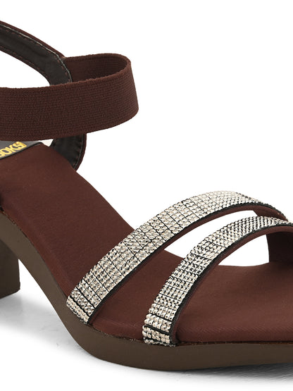 Fancy & Charm Block Heel Sandal With Ankle Straps