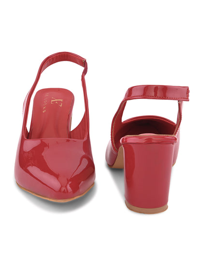 Women's Patent Pointed-Toe Slingback Heels