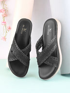 Braided Cross Strap Cushioned Comfort Platform Sandals