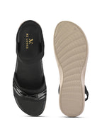 Elegant Bow Detail Comfort Sandals With Secure Ankle Strap
