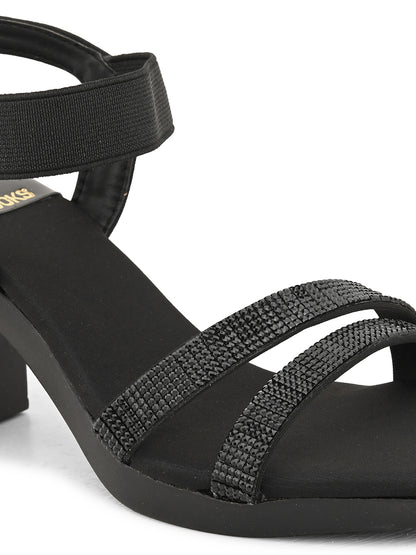 Fancy & Charm Block Heel Sandal With Ankle Straps