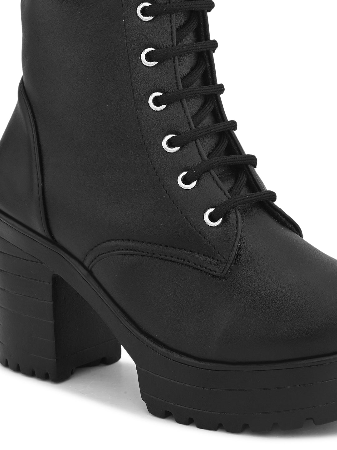 Women’s Buckle Strap Lace-Up Ankle Boots