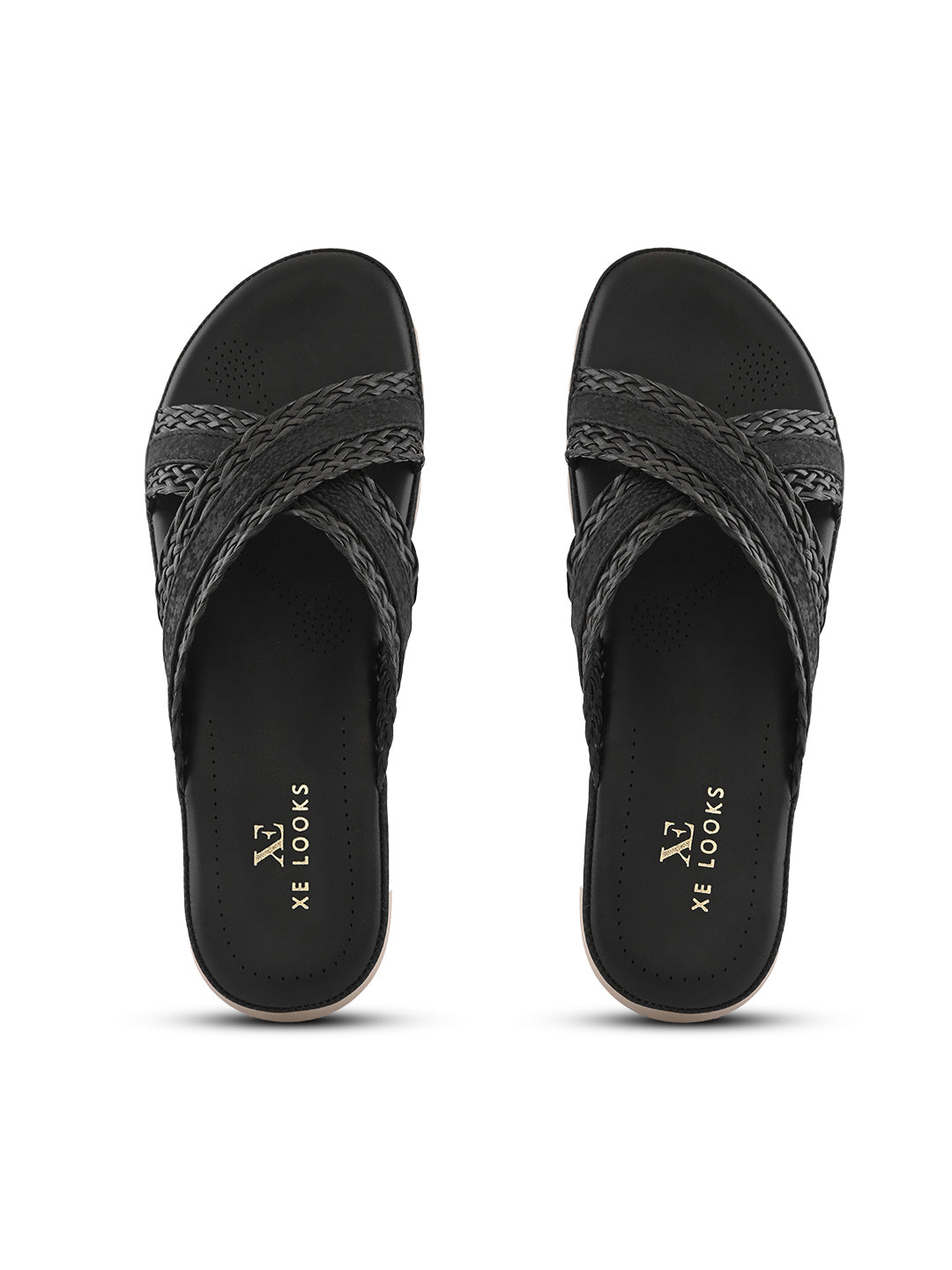 Braided Cross Strap Cushioned Comfort Platform Sandals