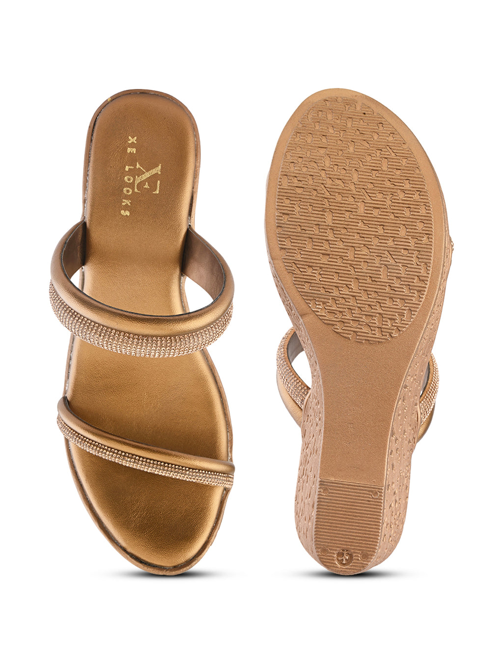 Shimmer dual straps With cushioned footbed Wedge Sandal