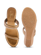 Shimmer dual straps With cushioned footbed Wedge Sandal