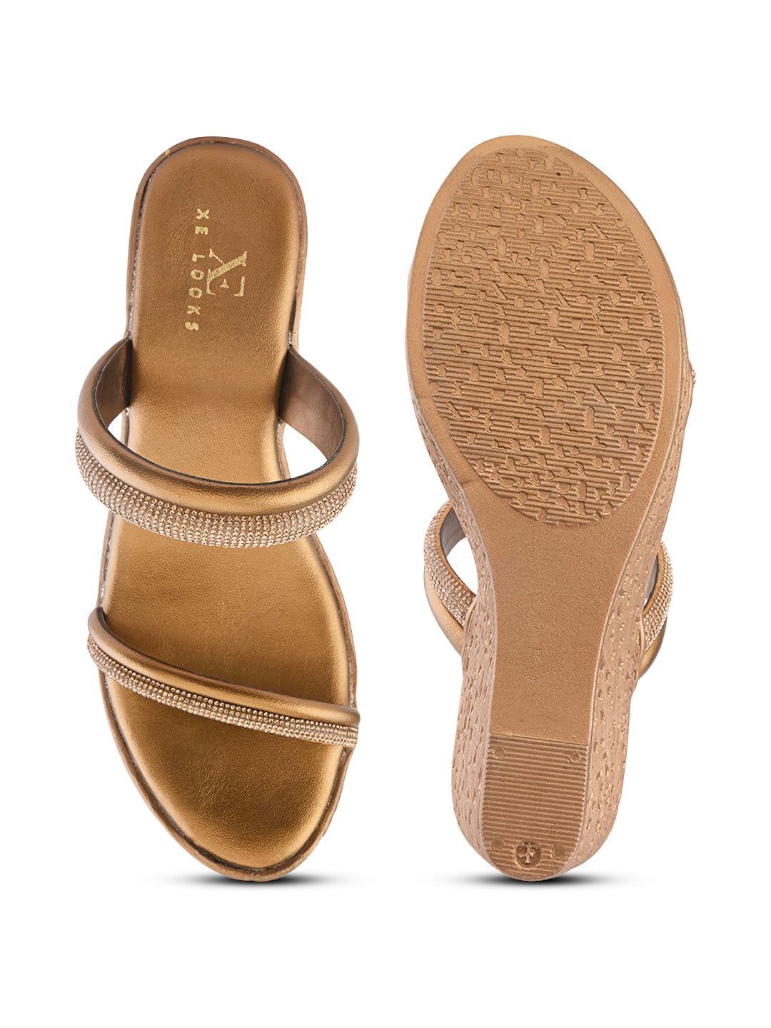 Shimmer dual straps With cushioned footbed Wedge Sandal