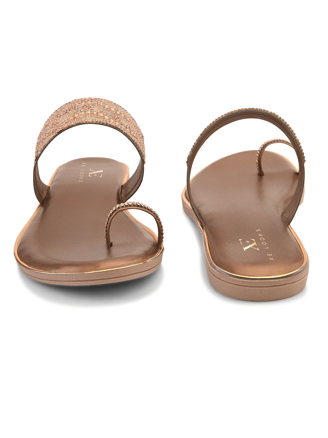 Elegant Embellished Toe-Ring Slip-On Flats
