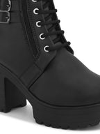 Women’s Triple Buckle Lace-Up Ankle Boots