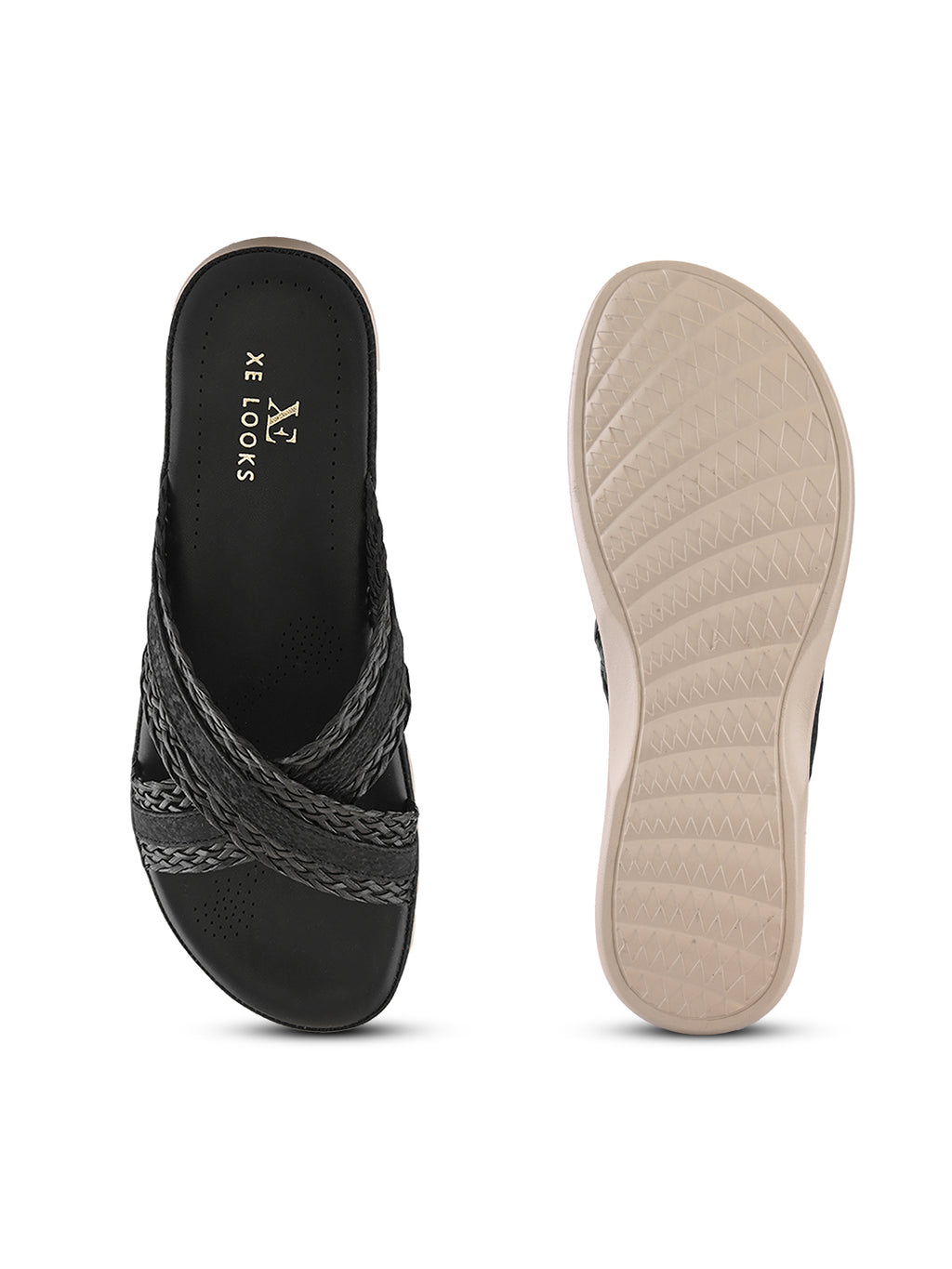 Braided Cross Strap Cushioned Comfort Platform Sandals