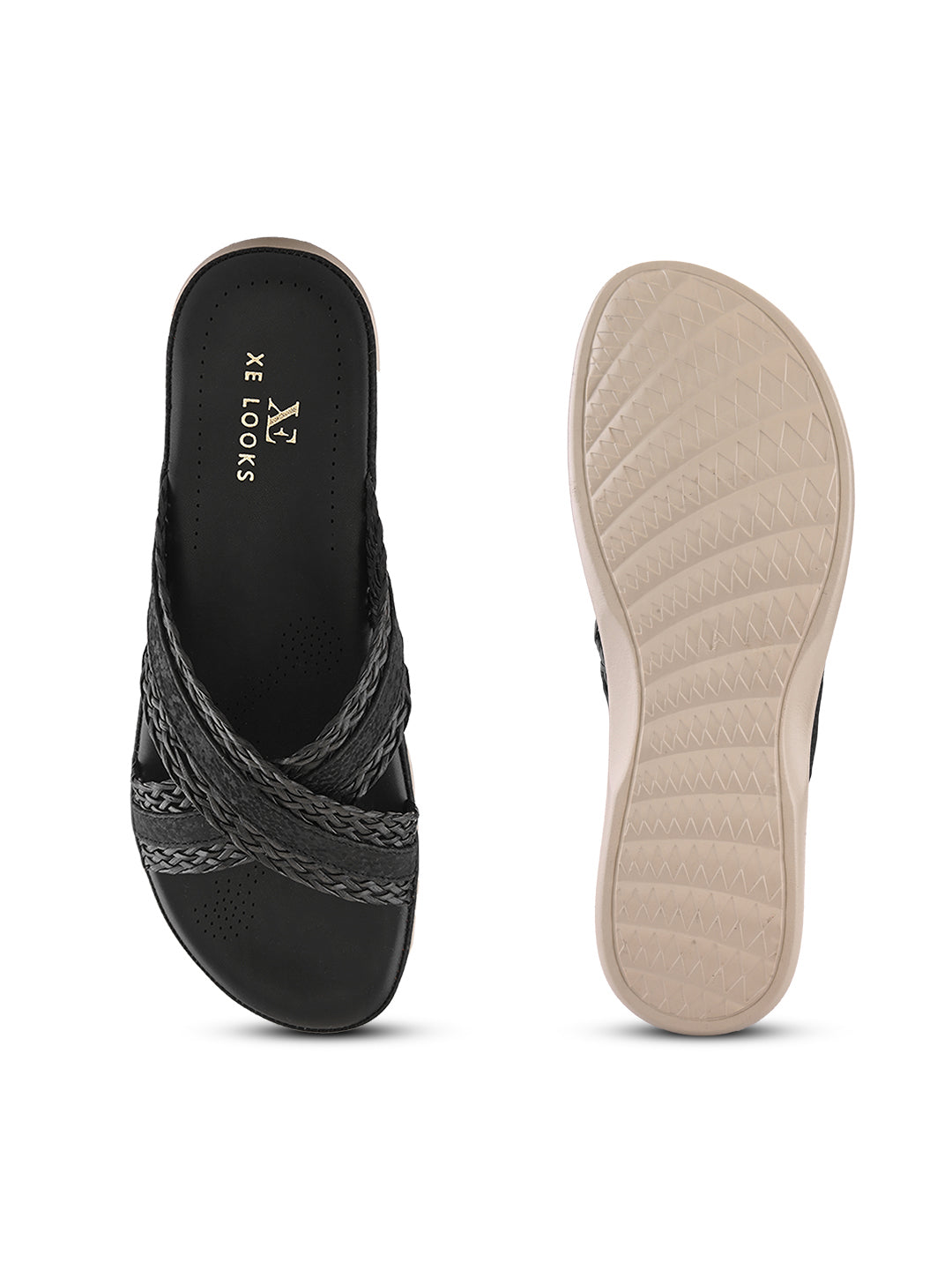 Braided Cross Strap Cushioned Comfort Platform Sandals