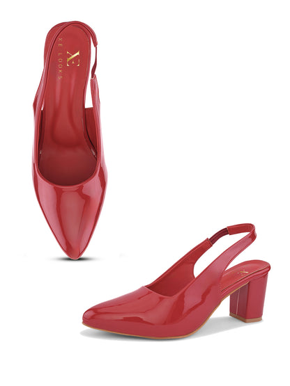 Women's Patent Pointed-Toe Slingback Heels