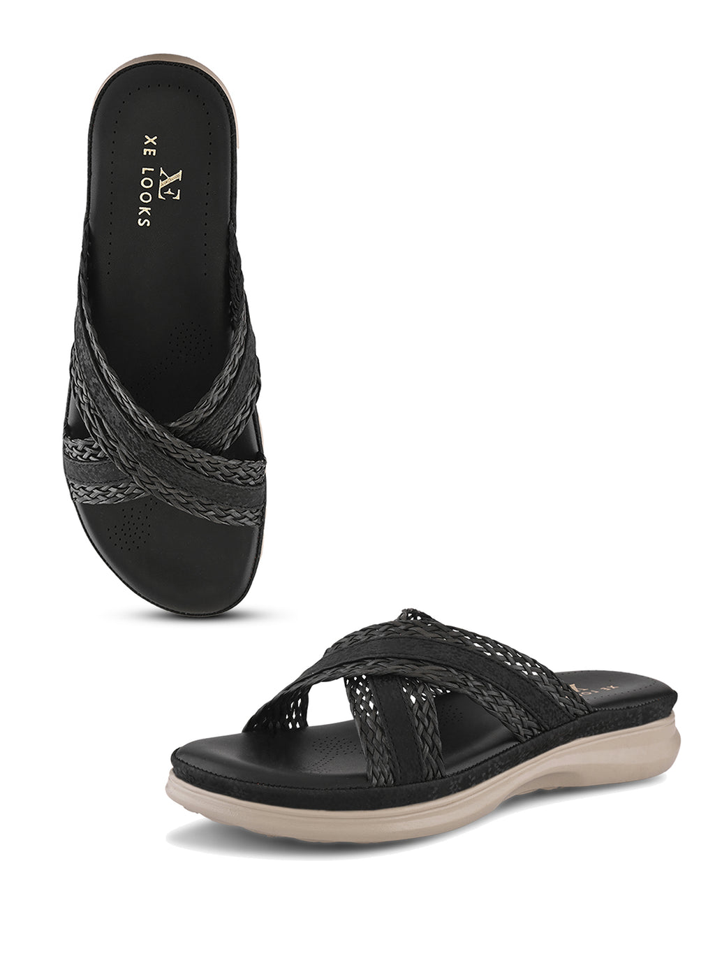 Braided Cross Strap Cushioned Comfort Platform Sandals