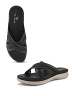 Braided Cross Strap Cushioned Comfort Platform Sandals