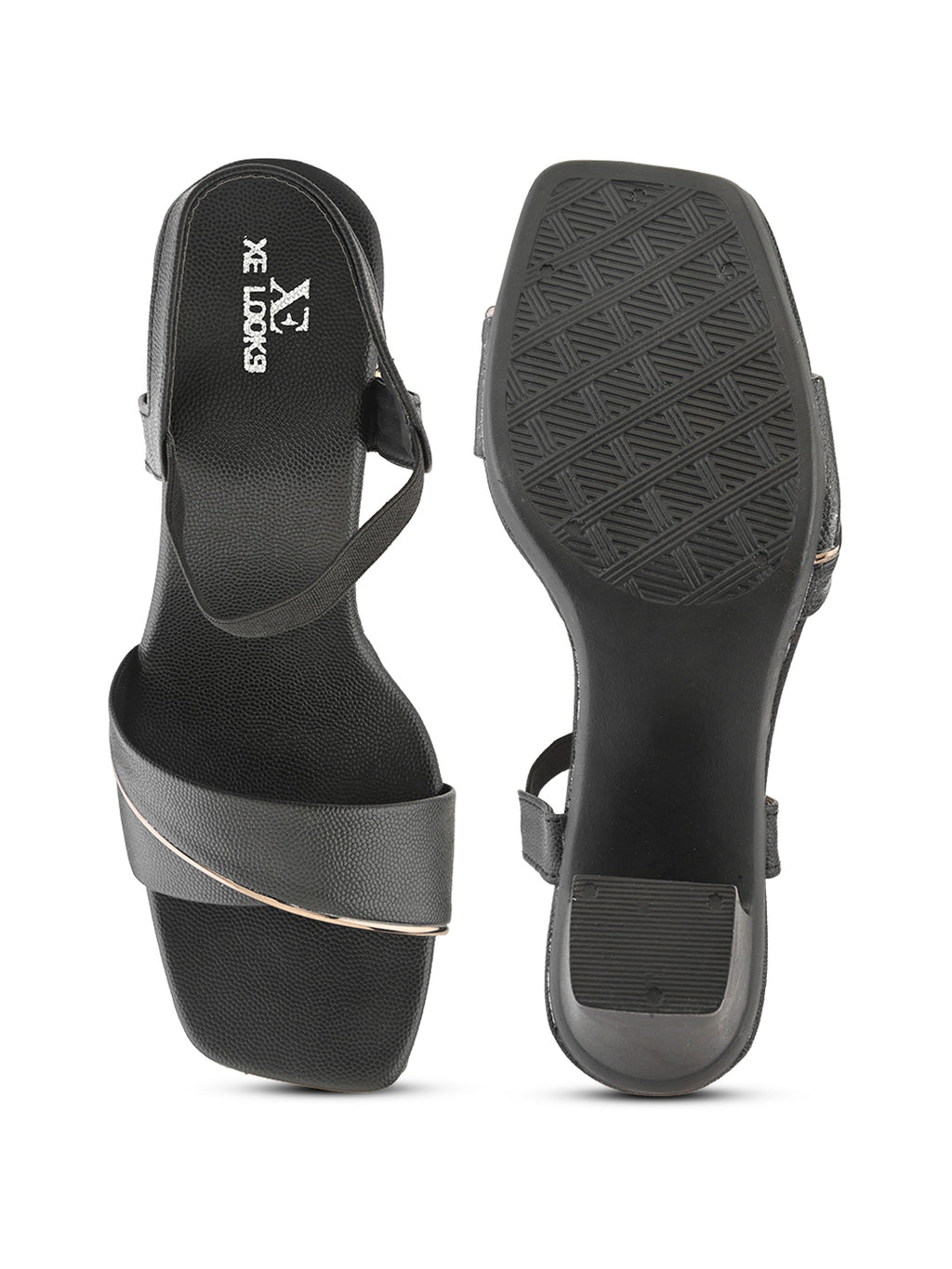 Elegant  heel with textured finish and ankle strap Heel Sandal