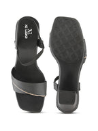 Elegant  heel with textured finish and ankle strap Heel Sandal