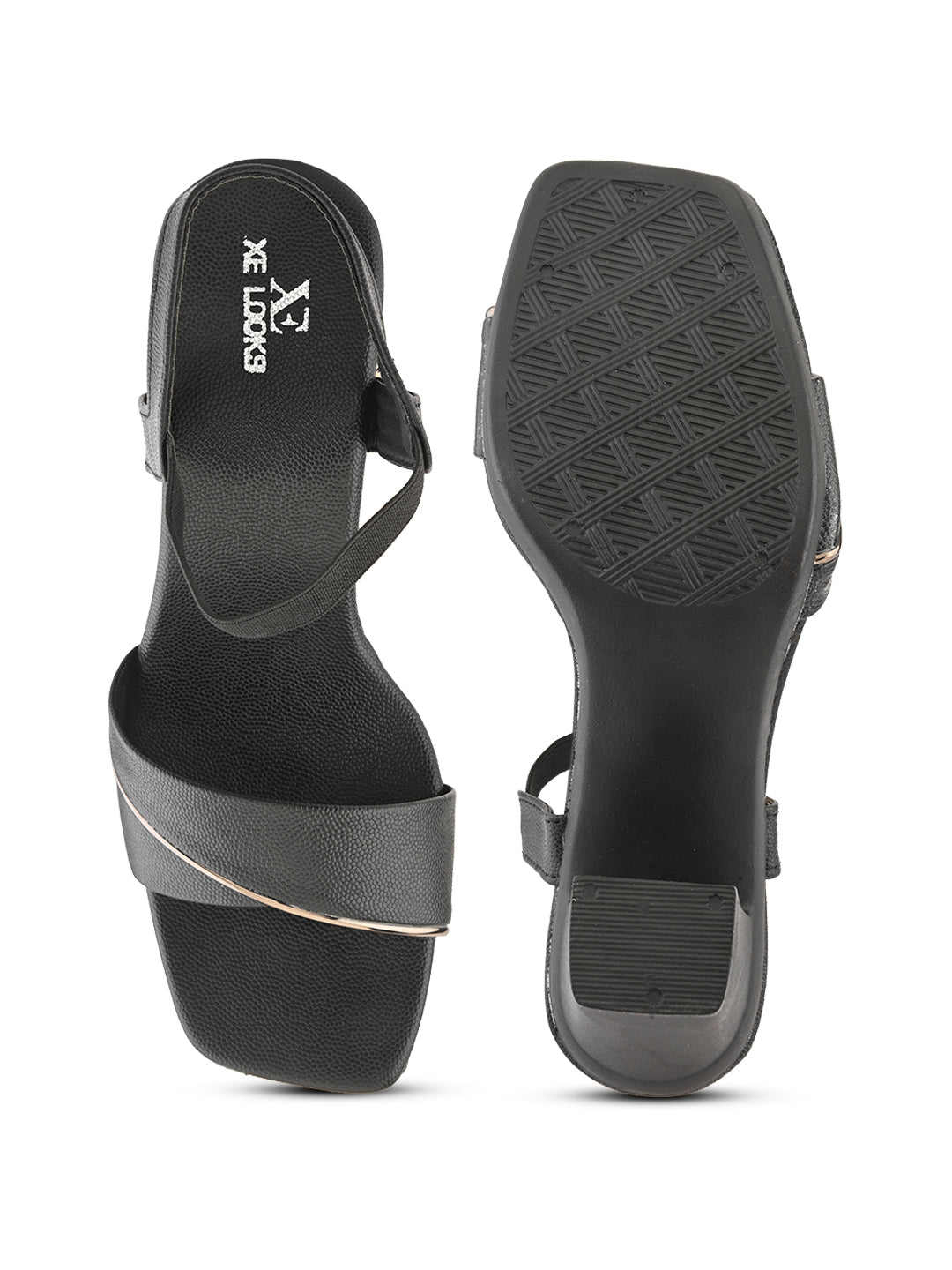 Elegant  heel with textured finish and ankle strap Heel Sandal