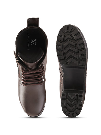 Women’s Triple Buckle Lace-Up Ankle Boots