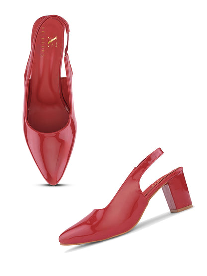 Women's Patent Pointed-Toe Slingback Heels