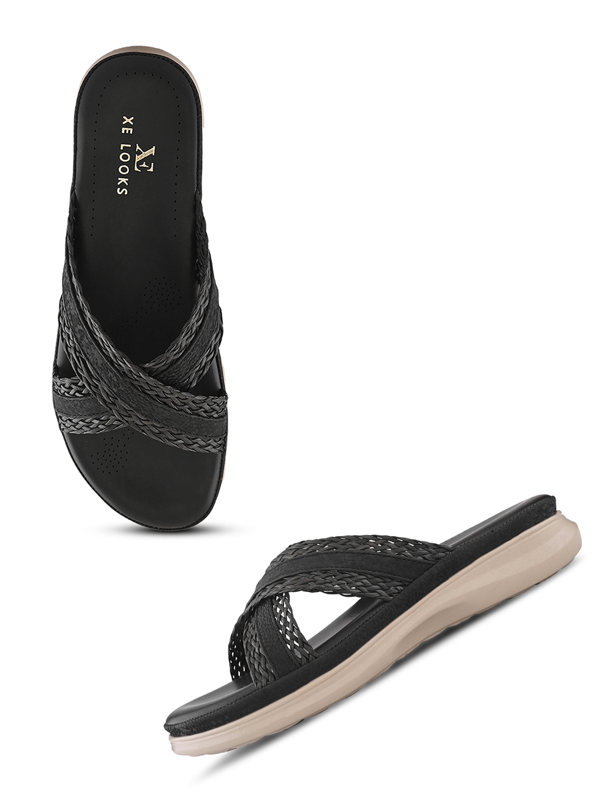 Braided Cross Strap Cushioned Comfort Platform Sandals
