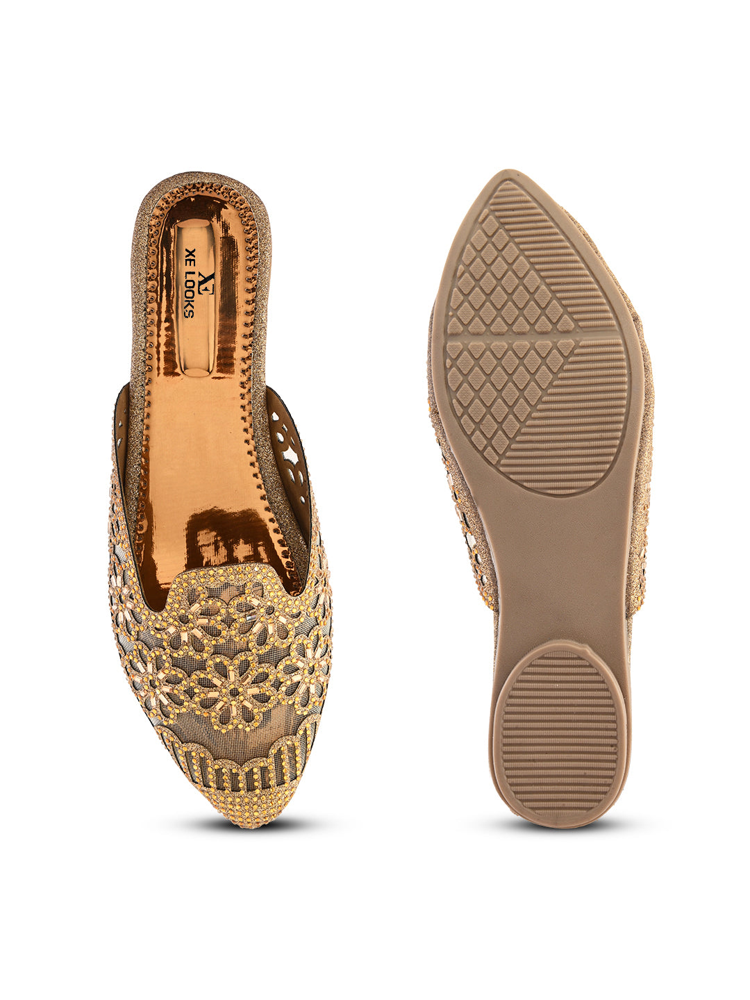 Embroidered Floral Cut-Out Design Mules