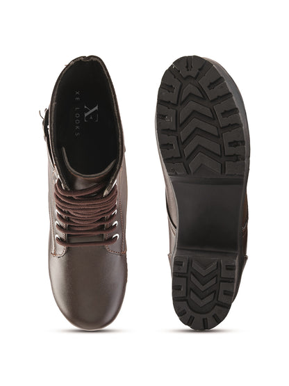 Women’s Buckle Strap Lace-Up Ankle Boots