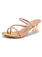 Criss-Cross Embellished Straps Block Heel Sandals
