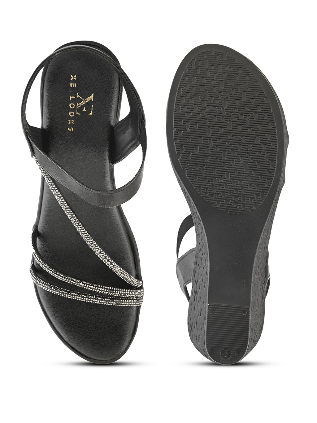 Stylish shimmer detailing straps Wedge Sandal