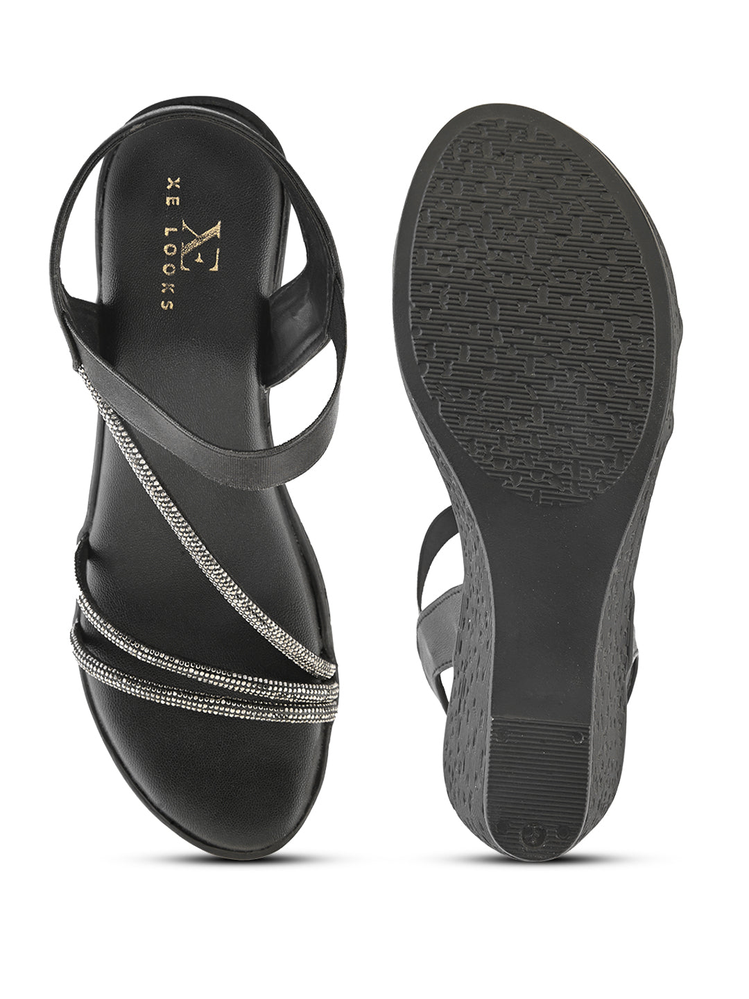 Stylish shimmer detailing straps Wedge Sandal