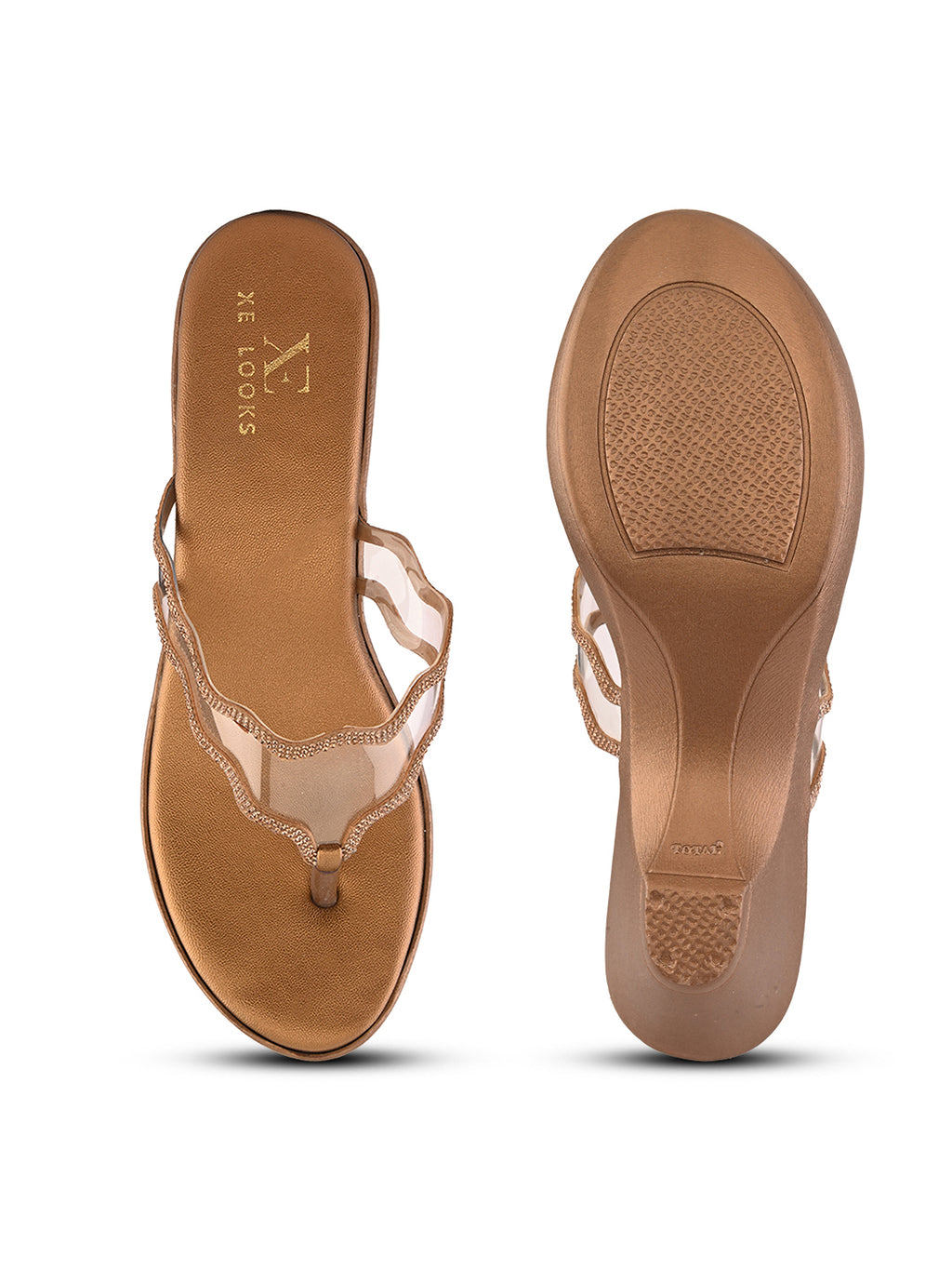 Embellished  Slip-On Sandals Wavy Strap Sandals