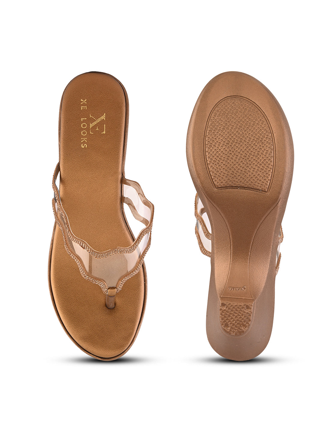 Embellished  Slip-On Sandals Wavy Strap Sandals