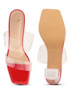 Transparent Double Strap  Sandal with Clear Block Heel