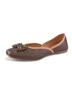 Woven Bow Accent Cushioned Square Toe Flats