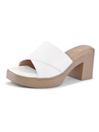 Cross Strap Cushioned Slip-On Block Heel Sandals