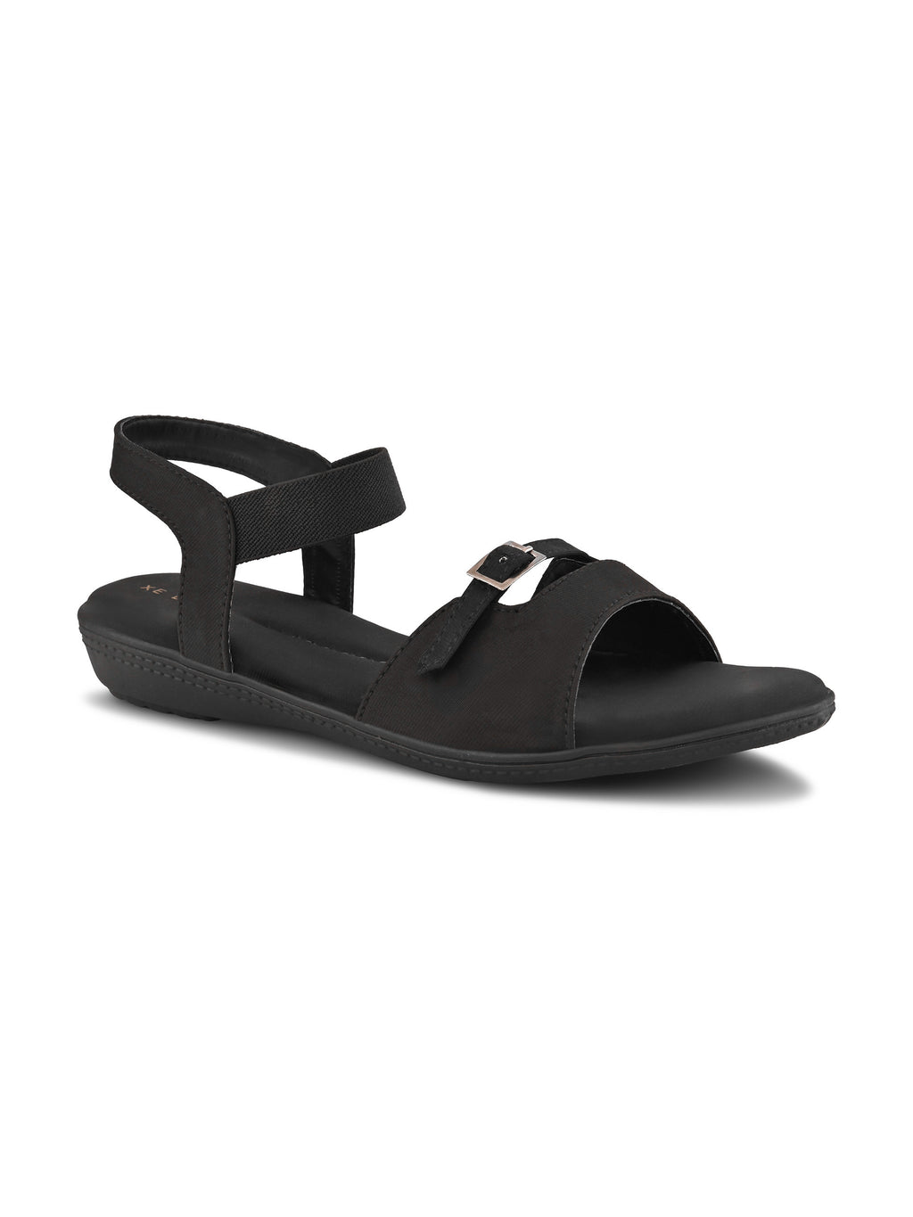 Comfort Cushion Buckle Accent Elastic Strap Open Toe Sandals