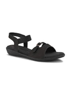 Comfort Cushion Buckle Accent Elastic Strap Open Toe Sandals