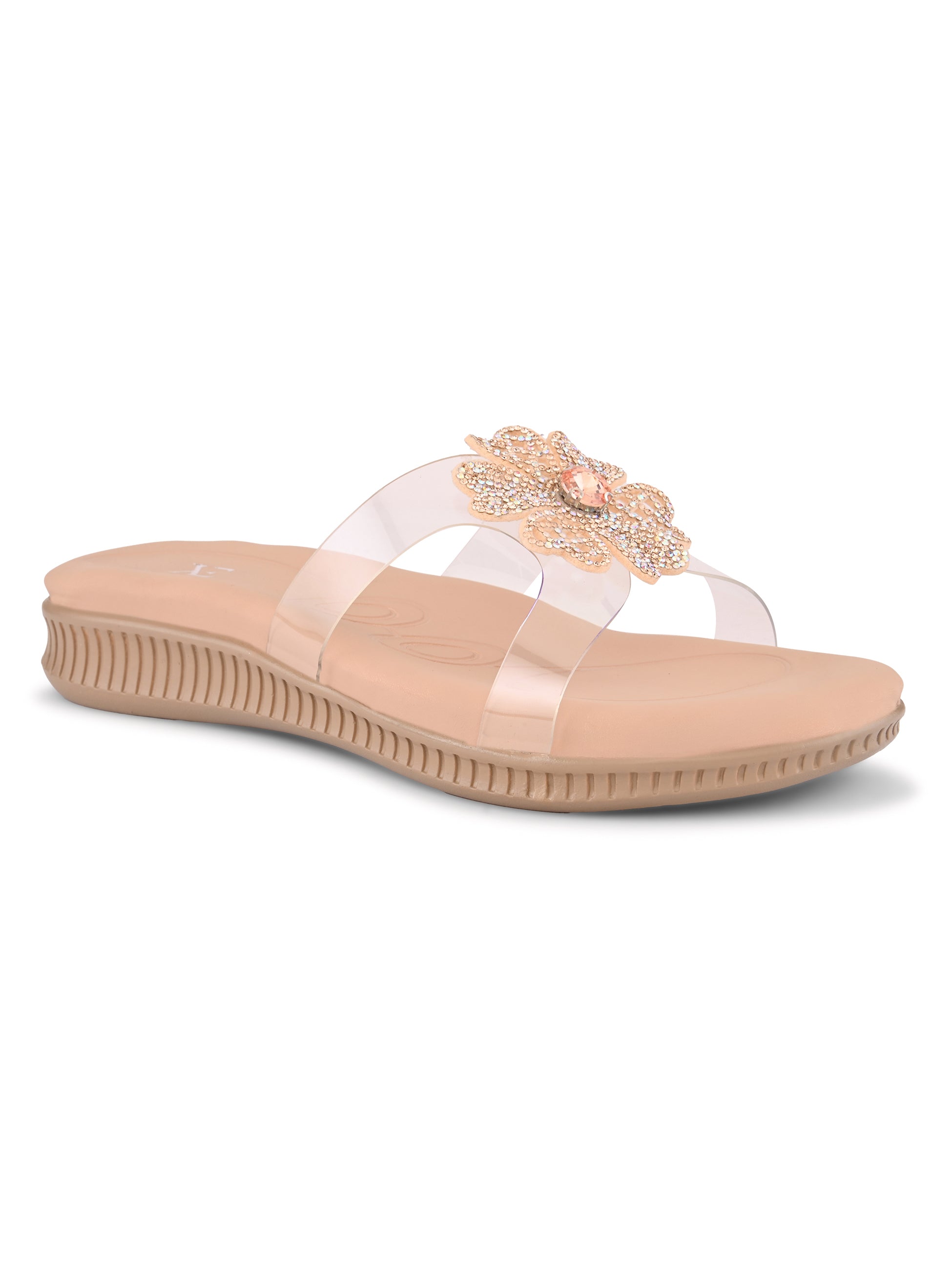 Crystal Floral Transparent Comfort Cushion Slides