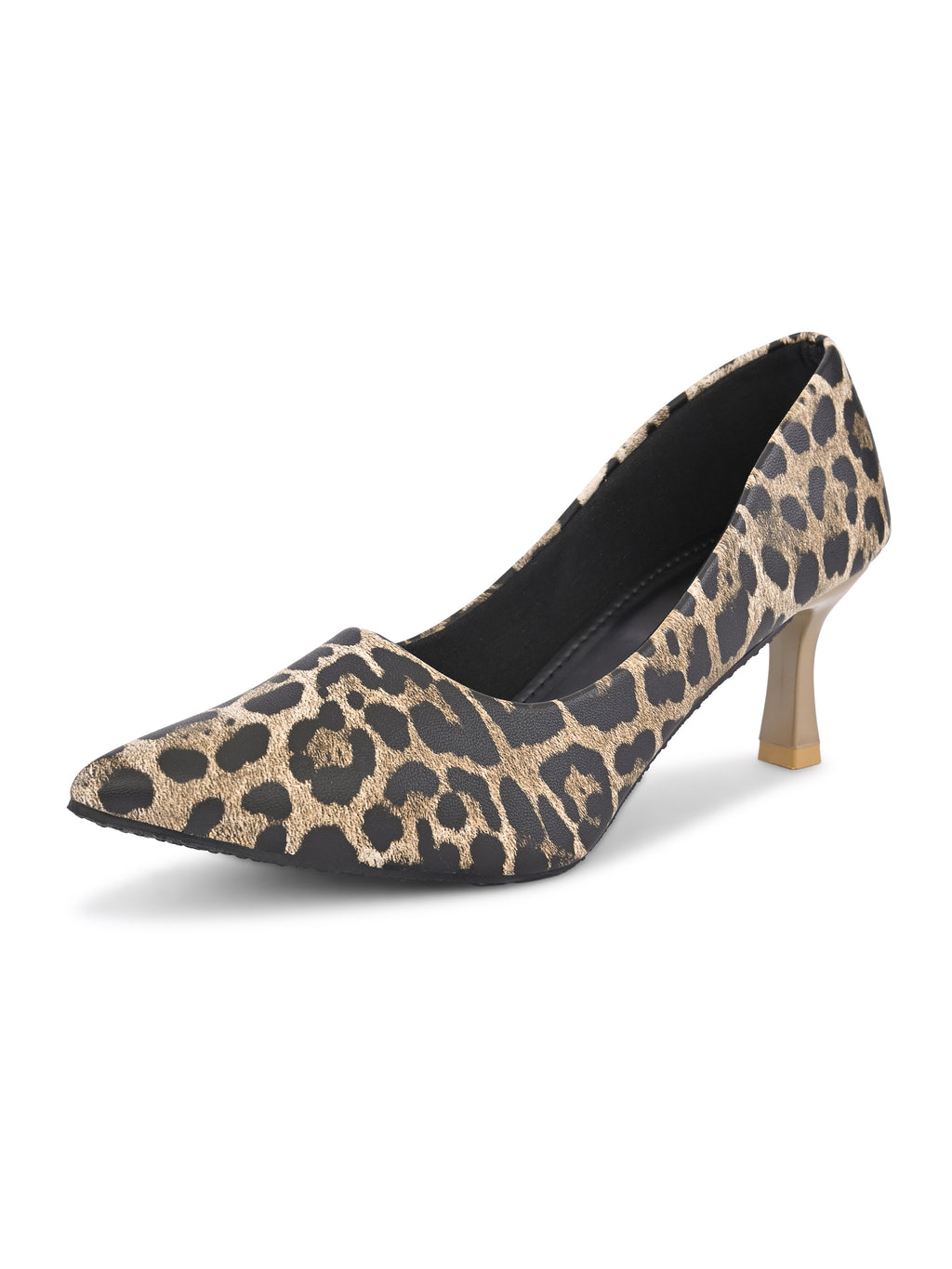 Animal Print Pointed Toe Cushioned Slip-On Pumps
