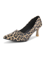 Animal Print Pointed Toe Cushioned Slip-On Pumps