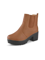 Minimalist Elastic Panel Chunky Block Heel Chelsea Boots