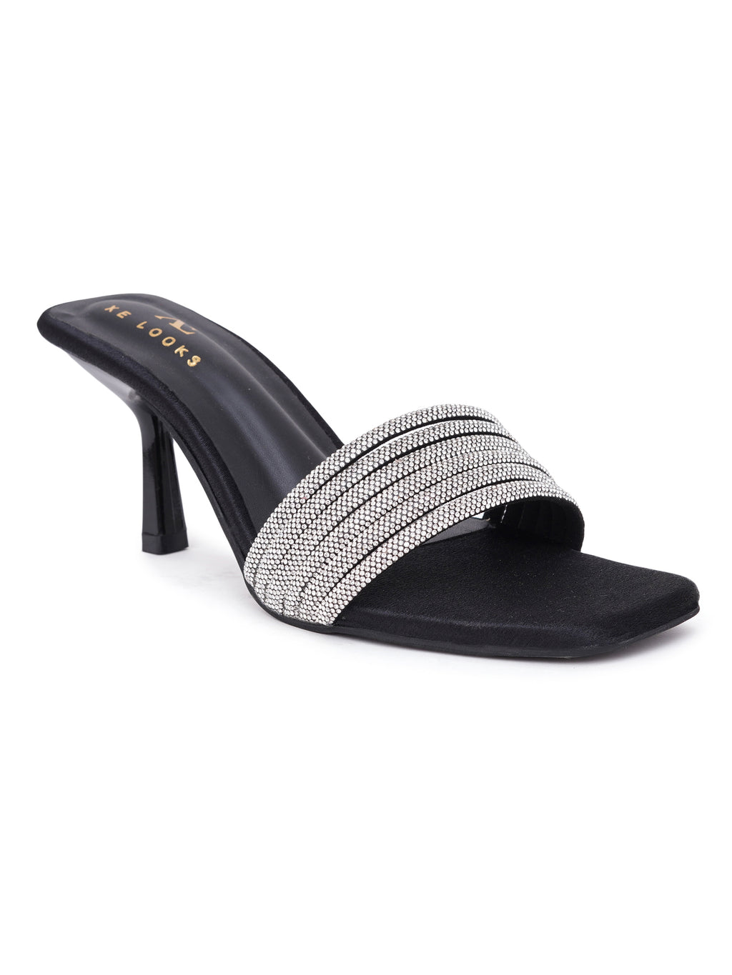 Rhinestone Strap Comfort Heel Sandals