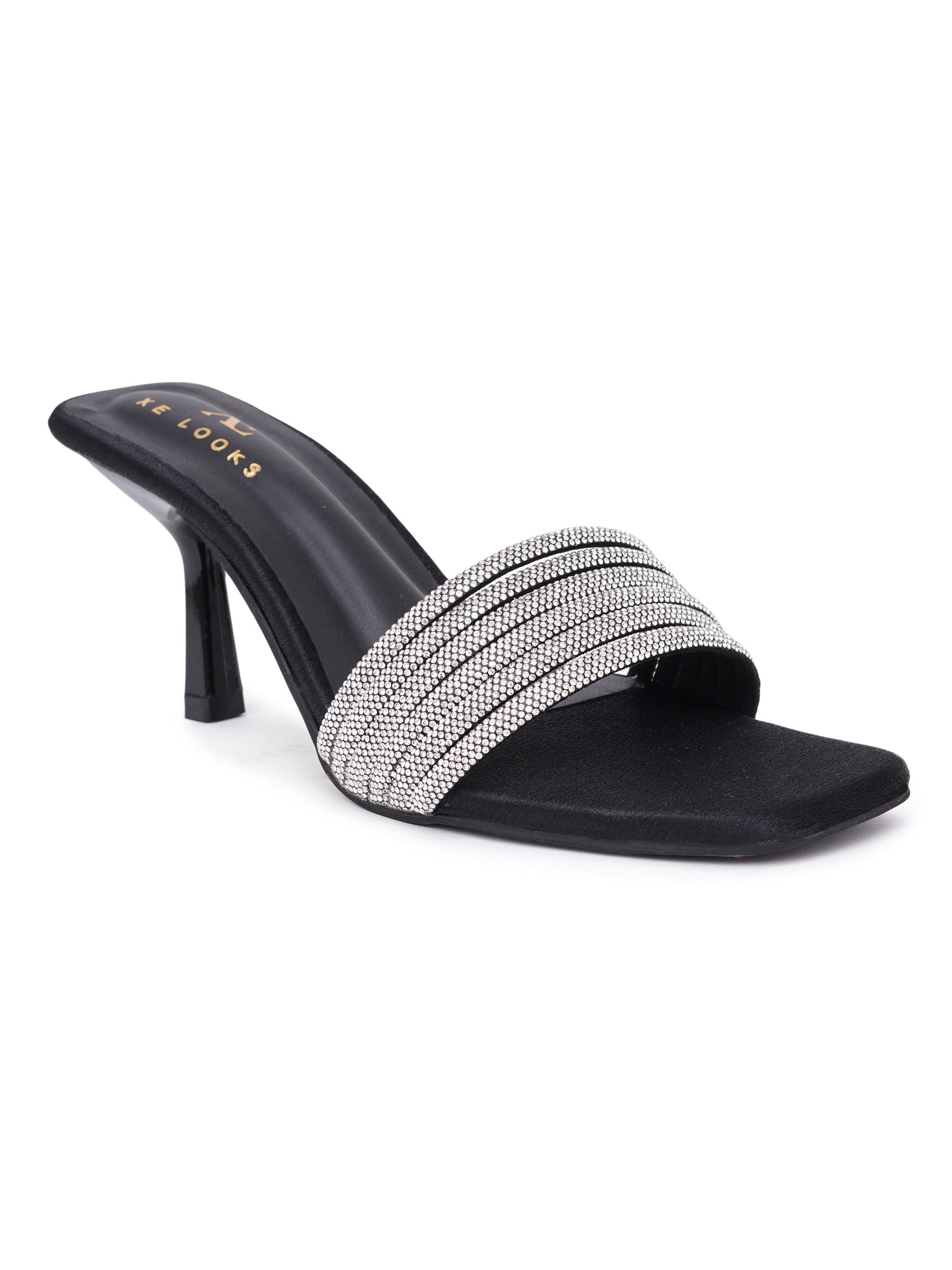 Rhinestone Strap Comfort Heel Sandals